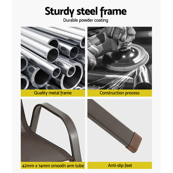 Gardeon 6pcs Outdoor Dining Chairs Stackable Chair Patio Garden Furniture Brown Gardeon