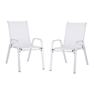 Gardeon 2PC Outdoor Dining Chairs Stackable Lounge Chair Patio Furniture White
