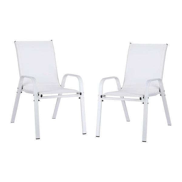 Gardeon 2PC Outdoor Dining Chairs Stackable Lounge Chair Patio Furniture White Awezingly
