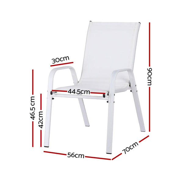 Gardeon 2PC Outdoor Dining Chairs Stackable Lounge Chair Patio Furniture White Awezingly