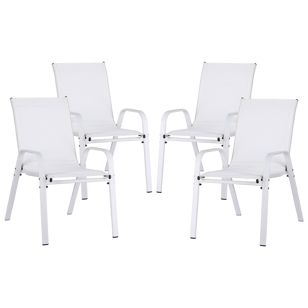 Gardeon 4PC Outdoor Dining Chairs Stackable Lounge Chair Patio Furniture White Awezingly