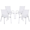 Gardeon 4PC Outdoor Dining Chairs Stackable Lounge Chair Patio Furniture White
