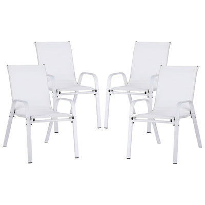 Gardeon 4PC Outdoor Dining Chairs Stackable Lounge Chair Patio Furniture White