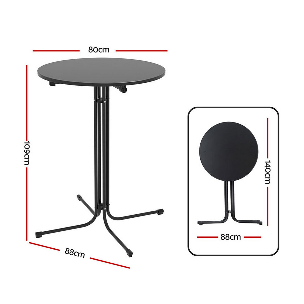 Gardeon Outdoor Bar Table Round Folding Desk Top 109cm Patio Furniture Black Gardeon