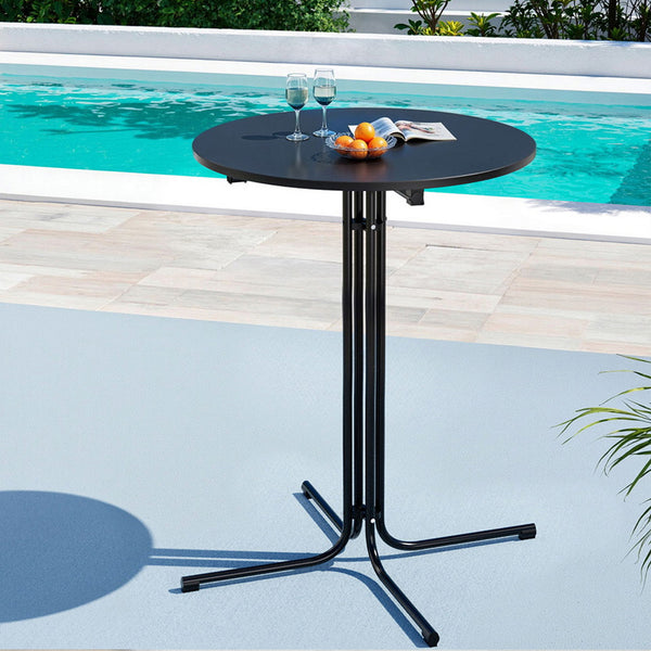 Gardeon Outdoor Bar Table Round Folding Desk Top 109cm Patio Furniture Black Gardeon