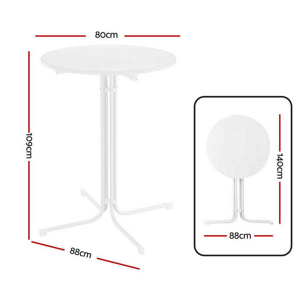 Gardeon Outdoor Bar Table Round Folding Desk Top 109cm Patio Furniture White Gardeon