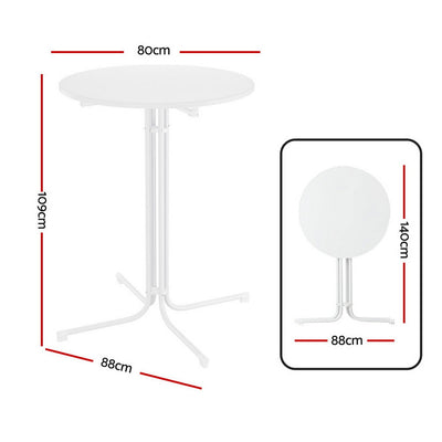 Gardeon Outdoor Bar Table Round Folding Desk Top 109cm Patio Furniture White