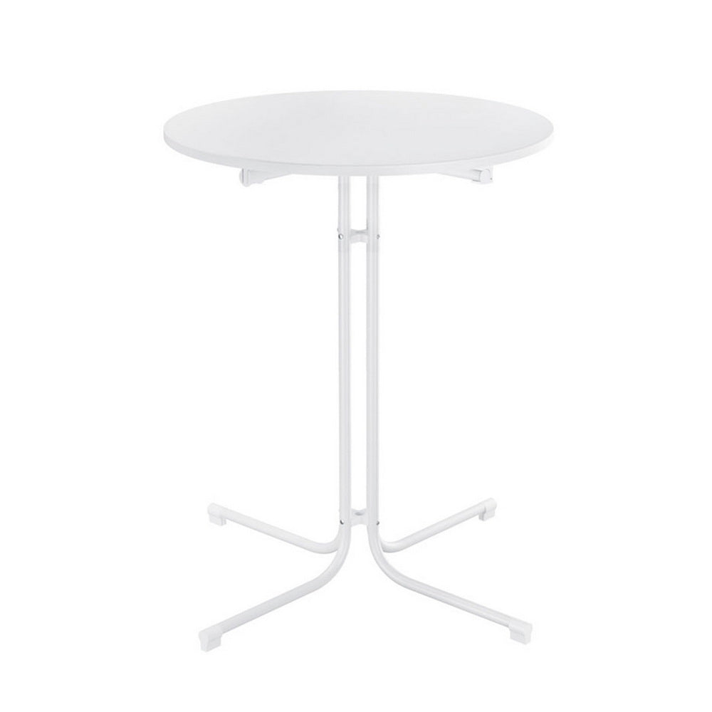 Gardeon Outdoor Bar Table Round Folding Desk Top 109cm Patio Furniture White Gardeon