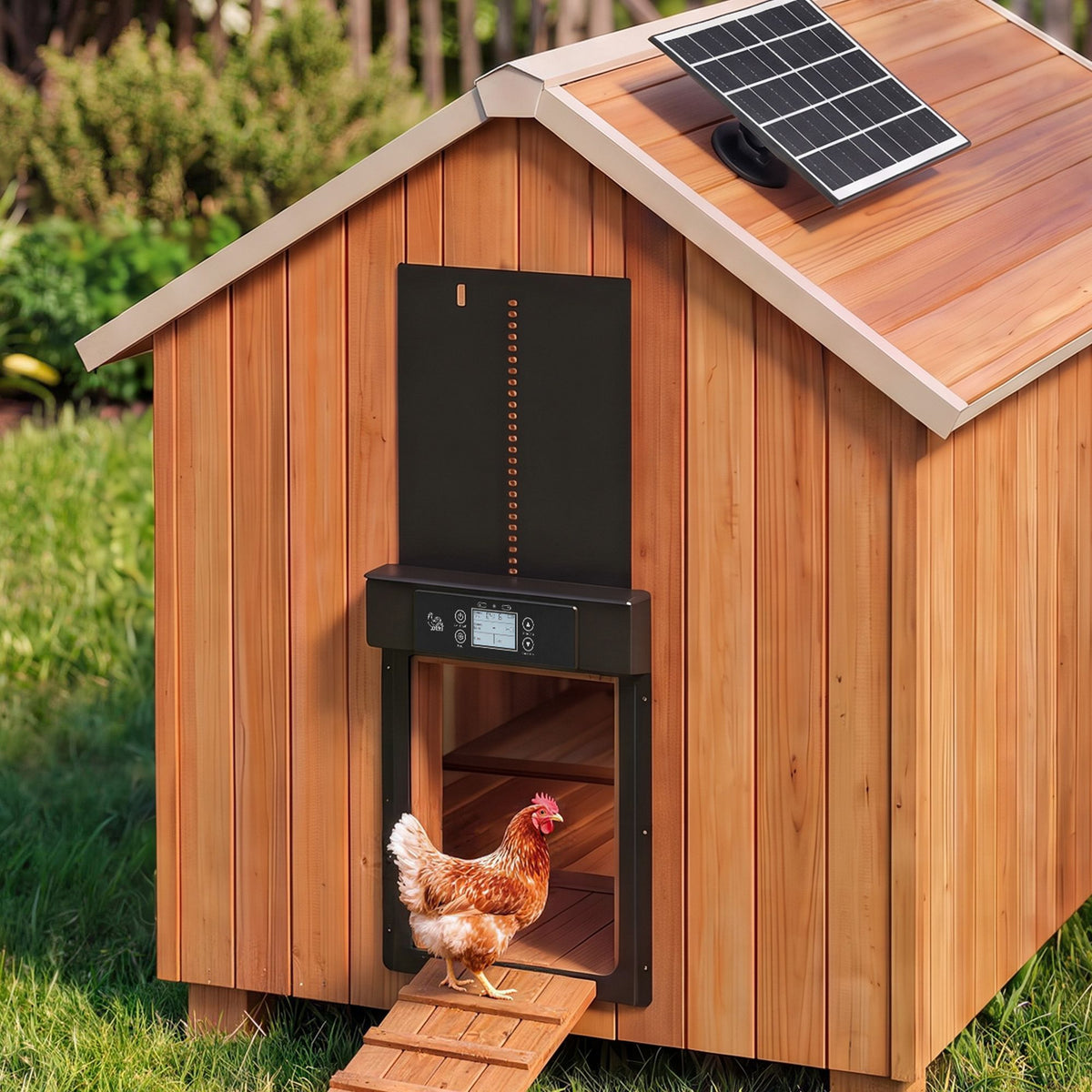 Giantz Automatic Chicken Coop Door 37cm Solar Powered Smart App Control Black Awezingly
