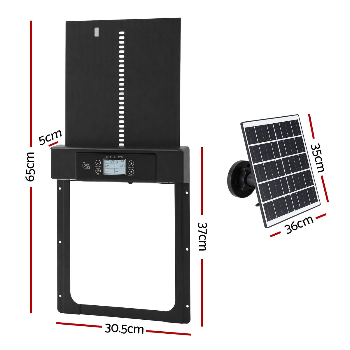 Giantz Automatic Chicken Coop Door 37cm Solar Powered Smart App Control Black Awezingly