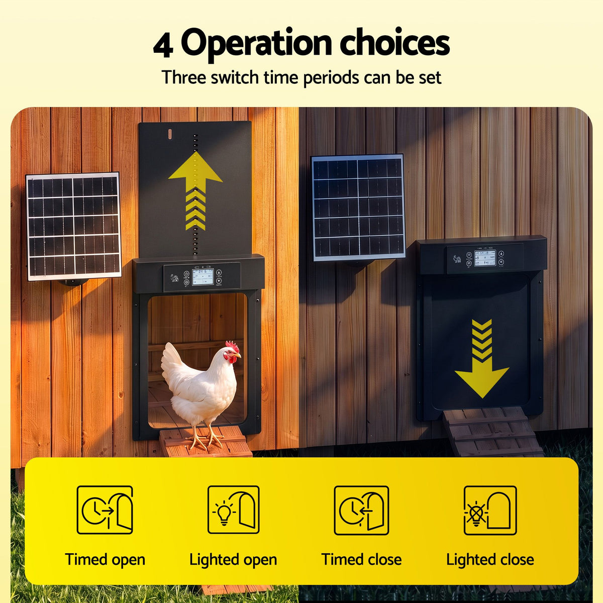 Giantz Automatic Chicken Coop Door 37cm Solar Powered Smart App Control Black Awezingly