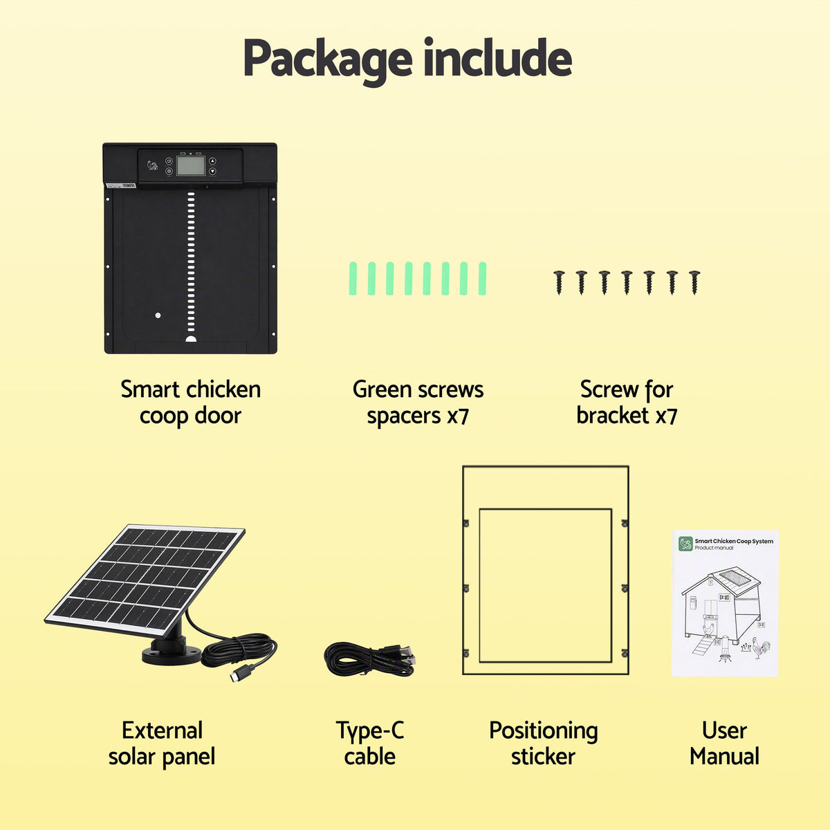 Giantz Automatic Chicken Coop Door 37cm Solar Powered Smart App Control Black Awezingly