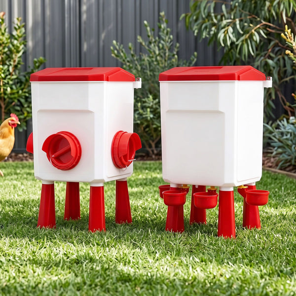 Giantz 12kg Chicken Feeder and 11L Waterer Set Large Capacity Poultry Drinker Kit Awezingly