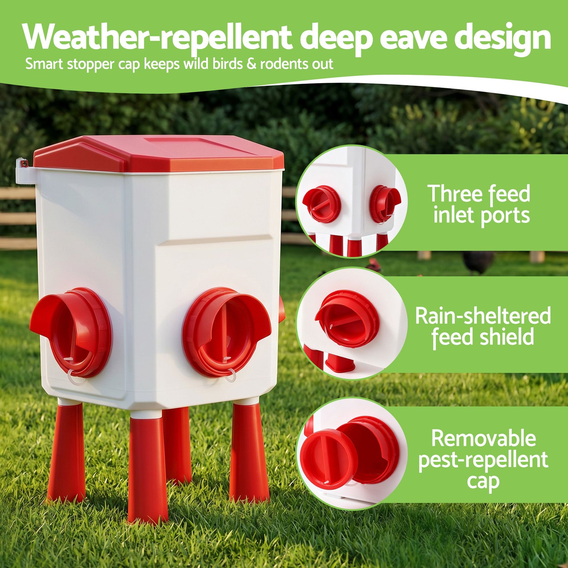 Giantz 12kg Chicken Feeder and 11L Waterer Set Large Capacity Poultry Drinker Kit Awezingly