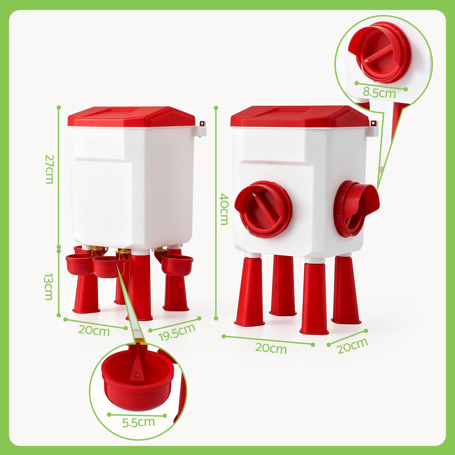 Giantz 8kg Chicken Feeder and 7L Waterer Set Large Capacity Poultry Drinker Kit Awezingly