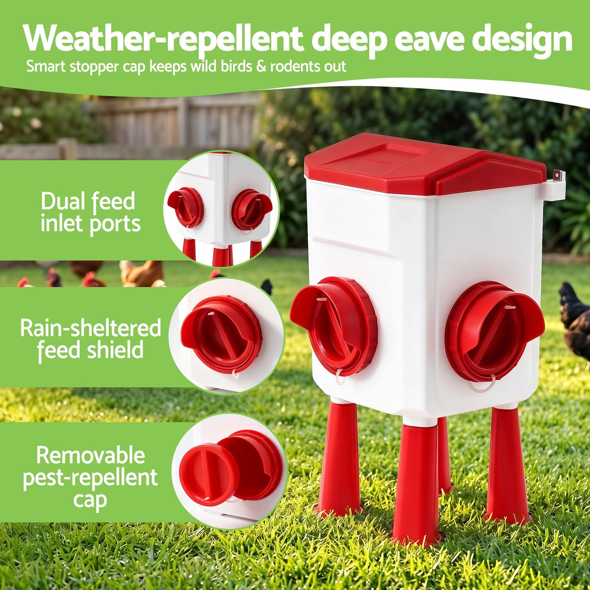 Giantz 8kg Chicken Feeder and 7L Waterer Set Large Capacity Poultry Drinker Kit Awezingly