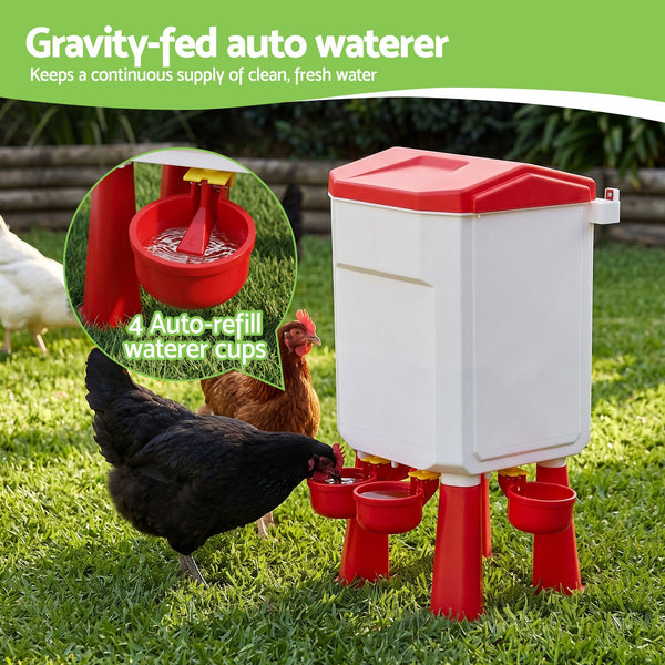 Giantz 8kg Chicken Feeder and 7L Waterer Set Large Capacity Poultry Drinker Kit Awezingly