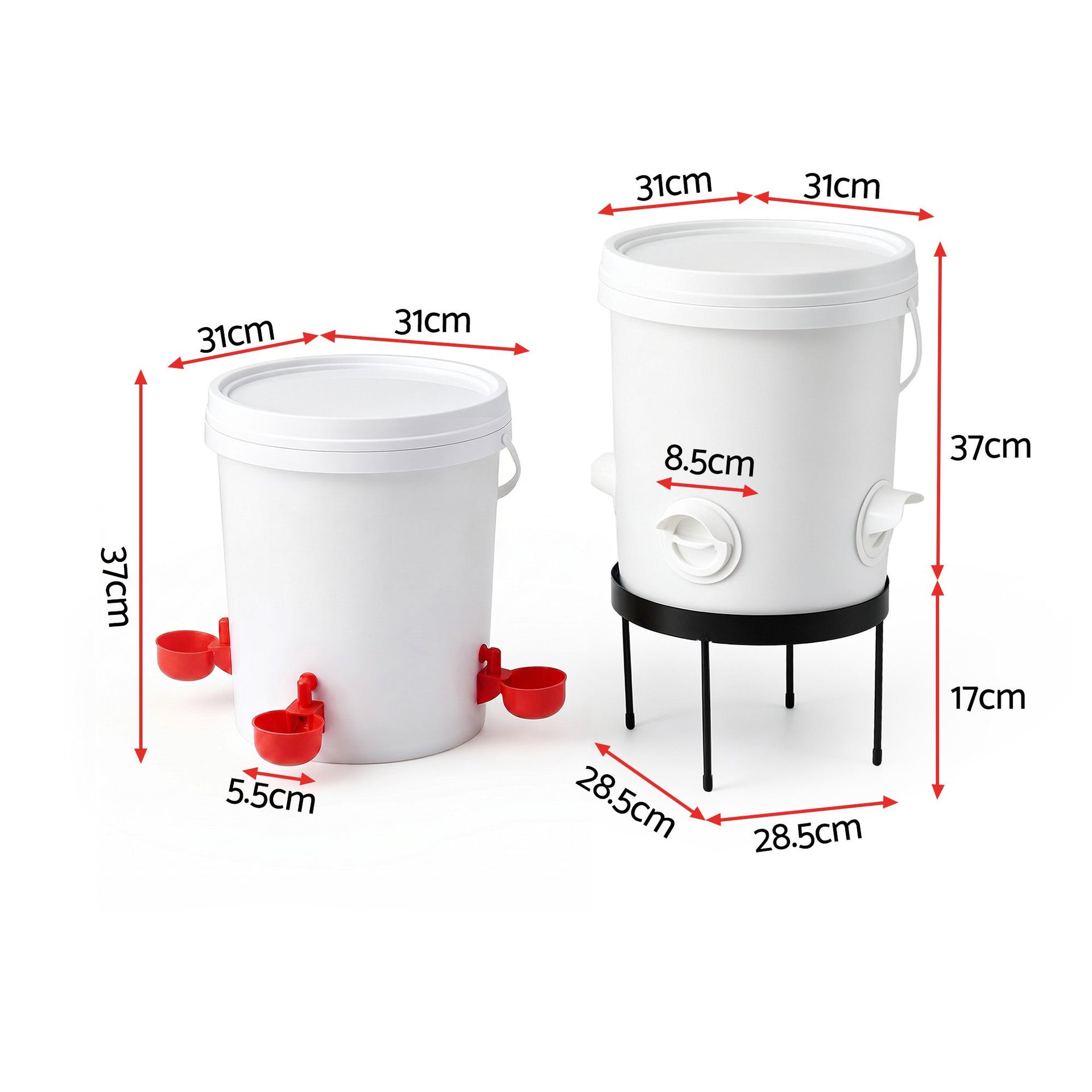 Giantz 20L X2 Chicken Feeder Waterer Set Automatic Poultry Dispenser Metal Stand Awezingly