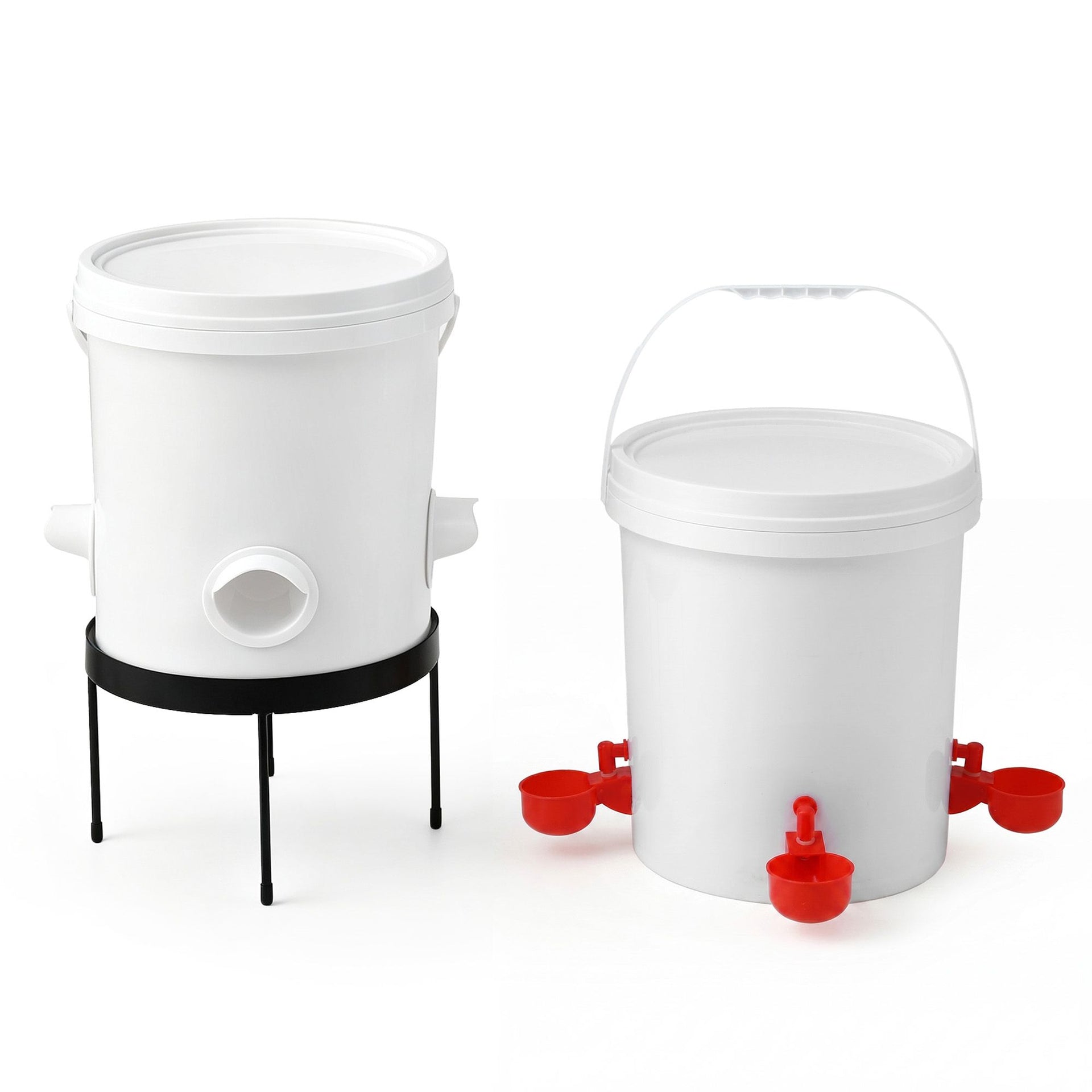Giantz 20L X2 Chicken Feeder Waterer Set Automatic Poultry Dispenser Metal Stand Awezingly