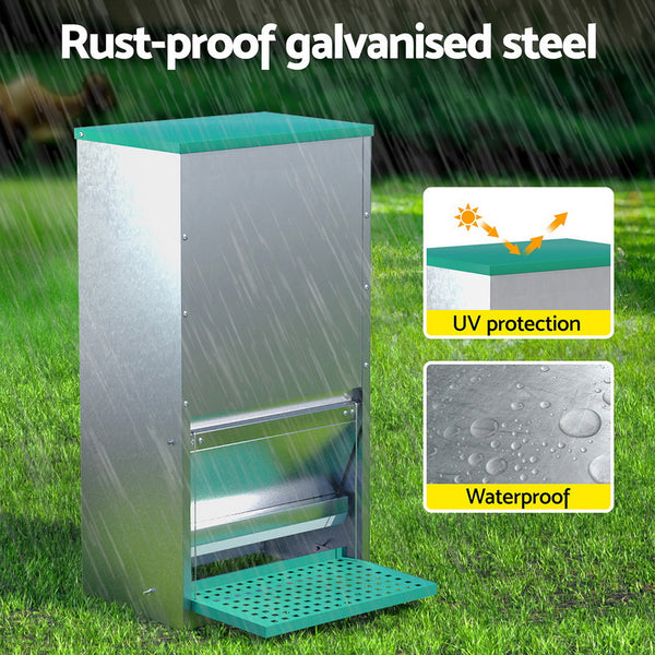 Giantz Automatic Chicken Feeder Port Coop Chick Poultry Treadle Self Opening Awezingly