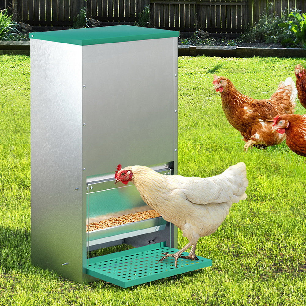 Giantz Automatic Chicken Feeder Port Coop Chick Poultry Treadle Self Opening Awezingly