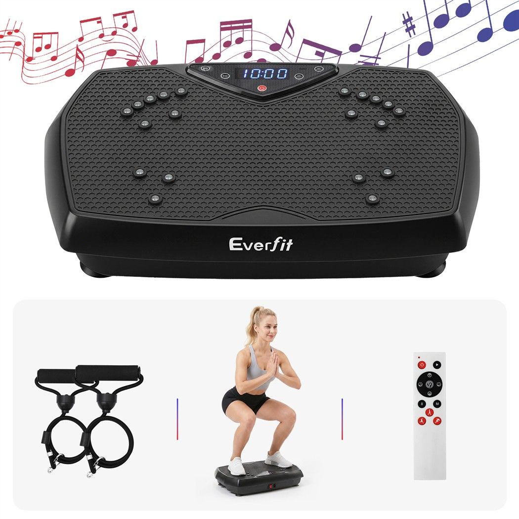 Everfit Vibration Plate Exercise Machine Full Body Shaker Workout Vibrate Fitness Platform with Bluetooth, 150KG Capacity, 150Speed Levels Vibrating Plate for Home Women Men, Black Awezingly