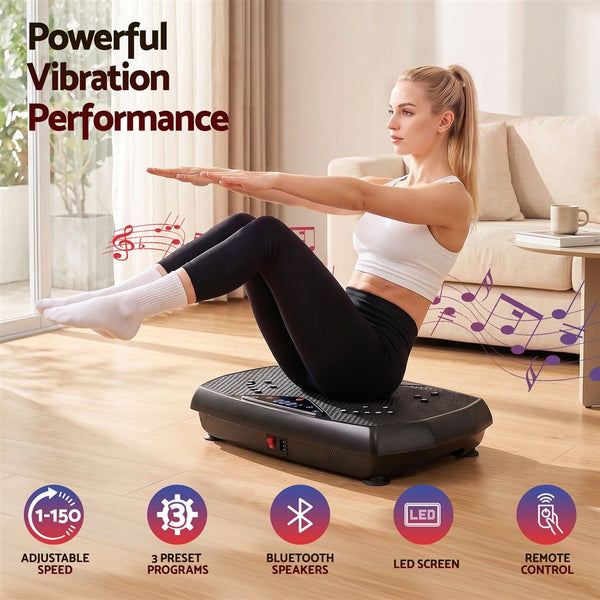 Everfit Vibration Plate Exercise Machine Full Body Shaker Workout Vibrate Fitness Platform with Bluetooth, 150KG Capacity, 150Speed Levels Vibrating Plate for Home Women Men, Black Awezingly