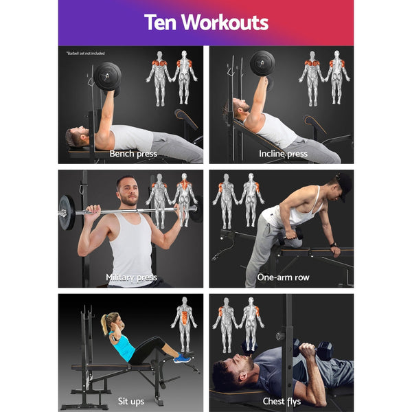 Everfit 10 In 1 Weight Bench Adjustable Home Gym Station Bench Press 330KG Everfit