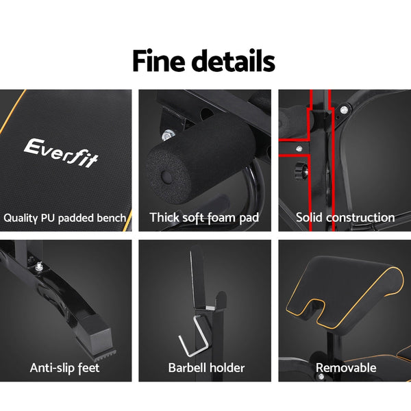 Everfit 10 In 1 Weight Bench Adjustable Home Gym Station Bench Press 330KG Everfit