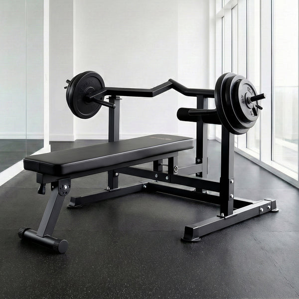 Everfit Chest Press Machine Home Gym Equipment Folding Workout Bench with Independent Arms Black