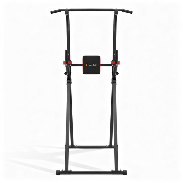 Everfit Chin Up Tower Pull Up Station Adjustable Dip Station Folding Home Gym Black Everfit