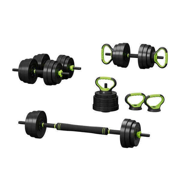 Everfit 25kg Adjustable Dumbbells Set Kettle Bell Weight Plates Barbells Gym Everfit