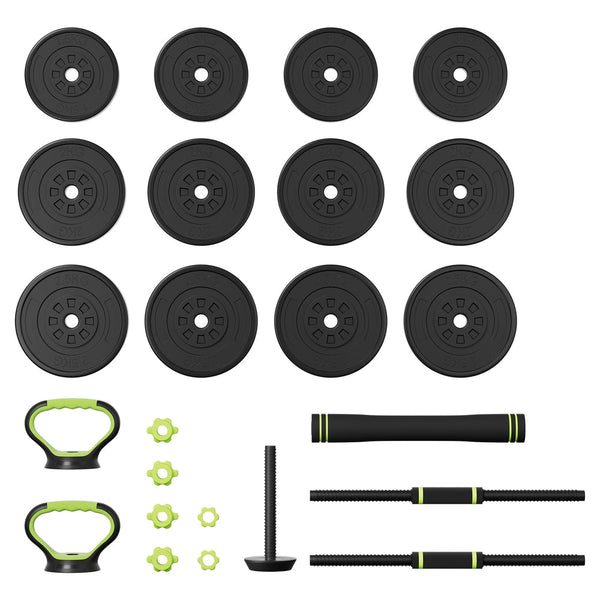 Everfit 25kg Adjustable Dumbbells Set Kettle Bell Weight Plates Barbells Gym Everfit