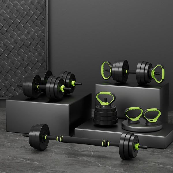 Everfit 25kg Adjustable Dumbbells Set Kettle Bell Weight Plates Barbells Gym Everfit