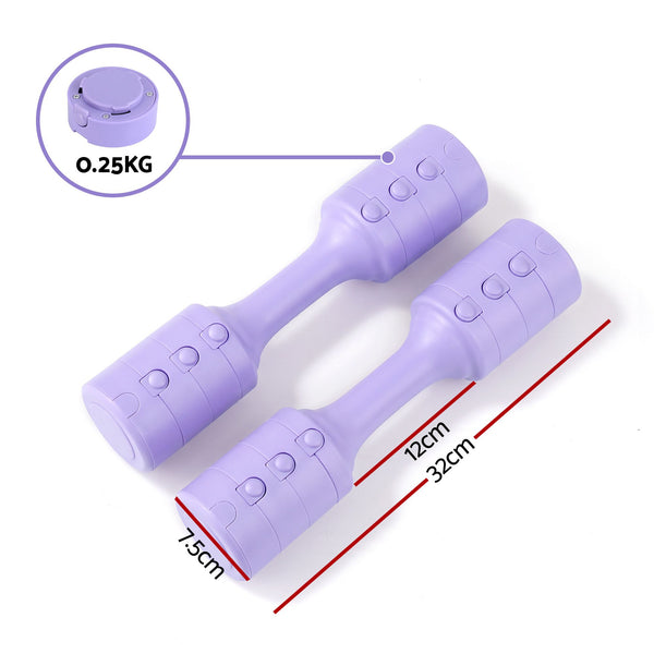 Everfit Adjustable Dumbbell Set 2.5kg x 2 Weights Set 4-in-1 for Women Home Gym Purple Awezingly