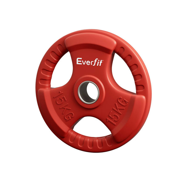 Everfit Weight Plates Standard 15kg Dumbbell Barbell Plate Weight Lifting Home Gym Red Everfit