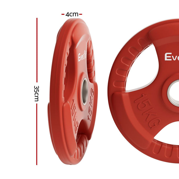 Everfit Weight Plates Standard 15kg Dumbbell Barbell Plate Weight Lifting Home Gym Red Everfit