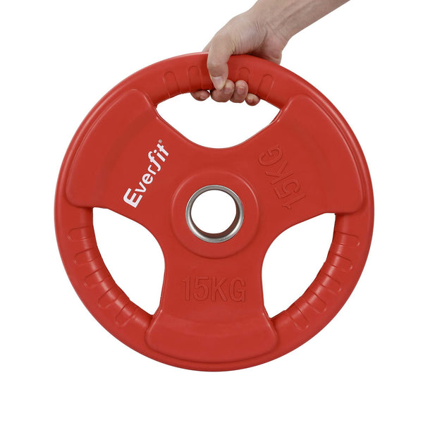 Everfit Weight Plates Standard 15kg Dumbbell Barbell Plate Weight Lifting Home Gym Red Everfit