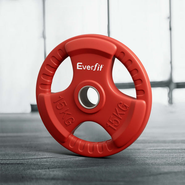 Everfit Weight Plates Standard 15kg Dumbbell Barbell Plate Weight Lifting Home Gym Red Everfit