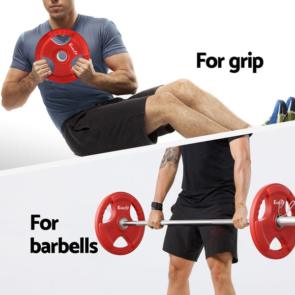 Everfit Weight Plates Standard 15kg Dumbbell Barbell Plate Weight Lifting Home Gym Red Everfit