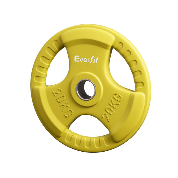 Everfit Weight Plates Standard 20kg Dumbbell Barbell Plate Weight Lifting Home Gym Yellow Everfit