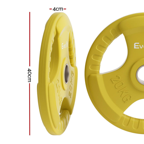 Everfit Weight Plates Standard 20kg Dumbbell Barbell Plate Weight Lifting Home Gym Yellow Everfit