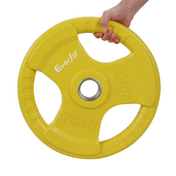 Everfit Weight Plates Standard 20kg Dumbbell Barbell Plate Weight Lifting Home Gym Yellow Everfit