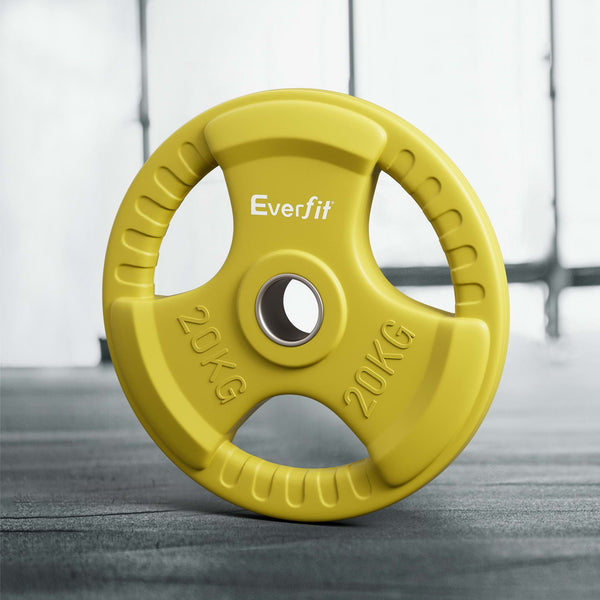 Everfit Weight Plates Standard 20kg Dumbbell Barbell Plate Weight Lifting Home Gym Yellow Everfit