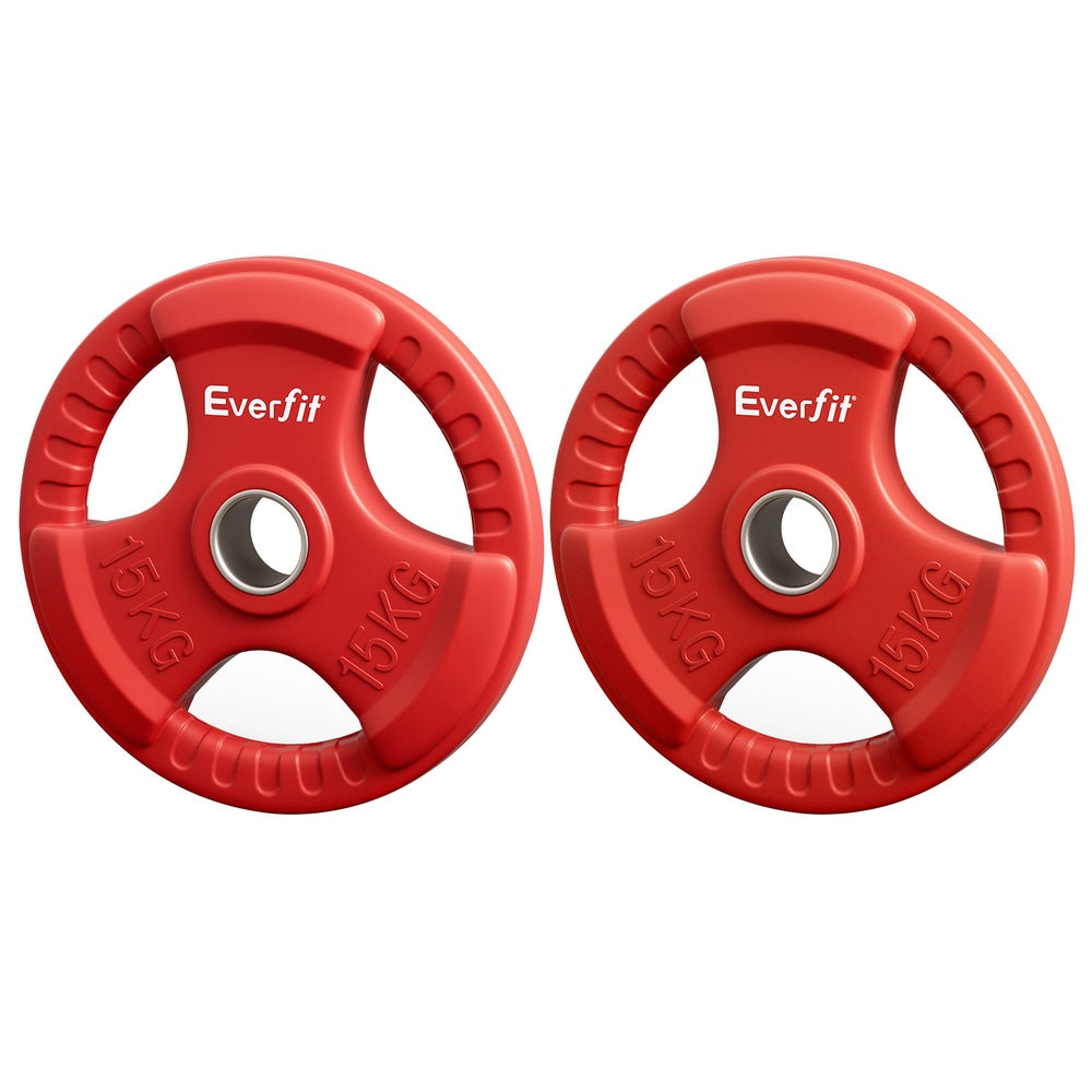 Everfit Weight Plates Standard 15kgx2 Dumbbell Barbell Plate Weight Lifting Home Gym Red Everfit