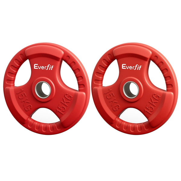 Everfit Weight Plates Standard 15kgx2 Dumbbell Barbell Plate Weight Lifting Home Gym Red Everfit