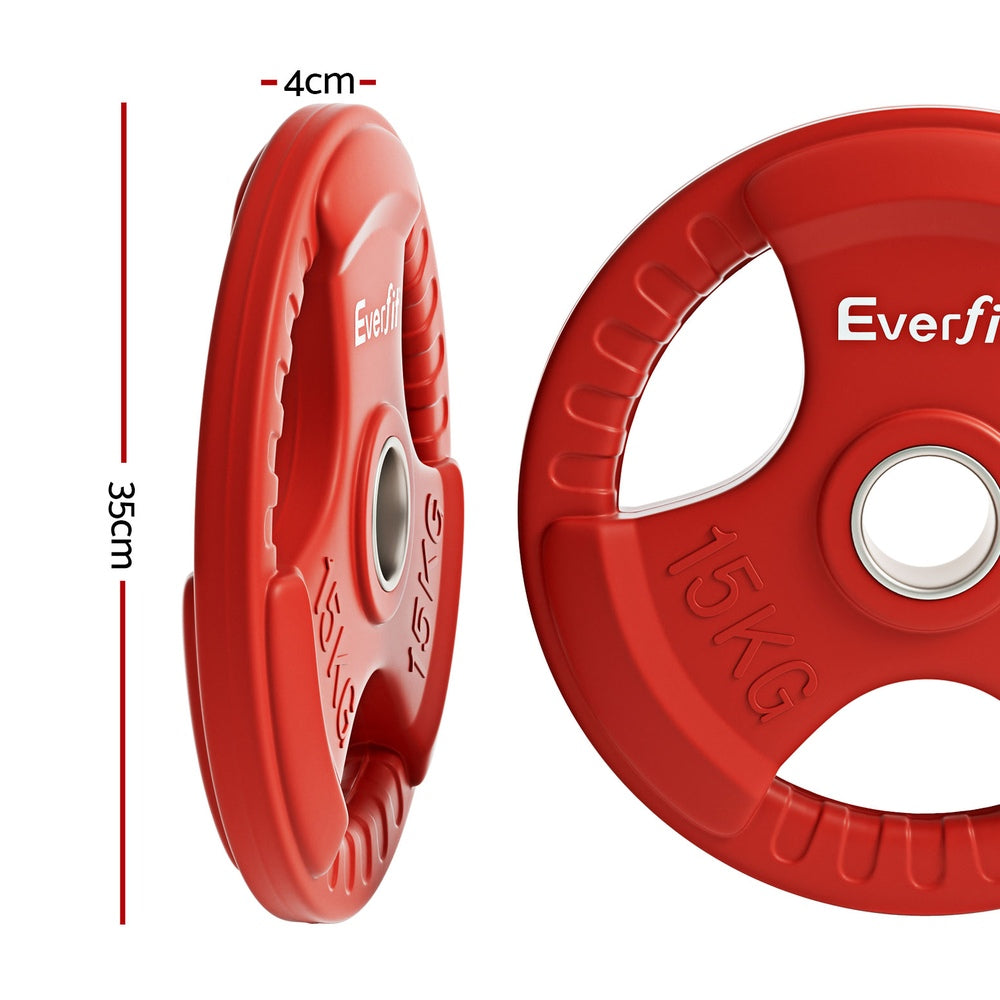 Everfit Weight Plates Standard 15kgx2 Dumbbell Barbell Plate Weight Lifting Home Gym Red Everfit