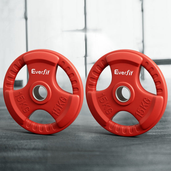 Everfit Weight Plates Standard 15kgx2 Dumbbell Barbell Plate Weight Lifting Home Gym Red Everfit