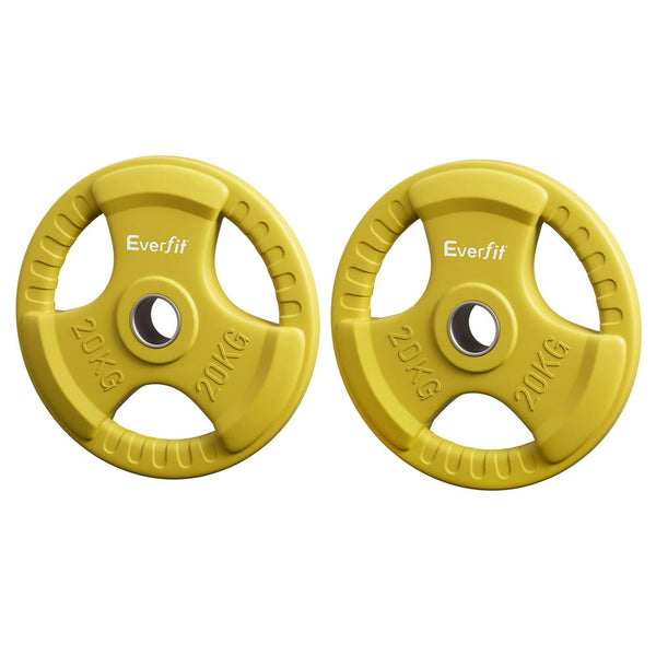 Everfit Weight Plates Standard 20kgx2 Dumbbell Barbell Plate Weight Lifting Home Gym Yellow Everfit