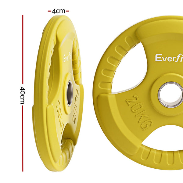 Everfit Weight Plates Standard 20kgx2 Dumbbell Barbell Plate Weight Lifting Home Gym Yellow Everfit